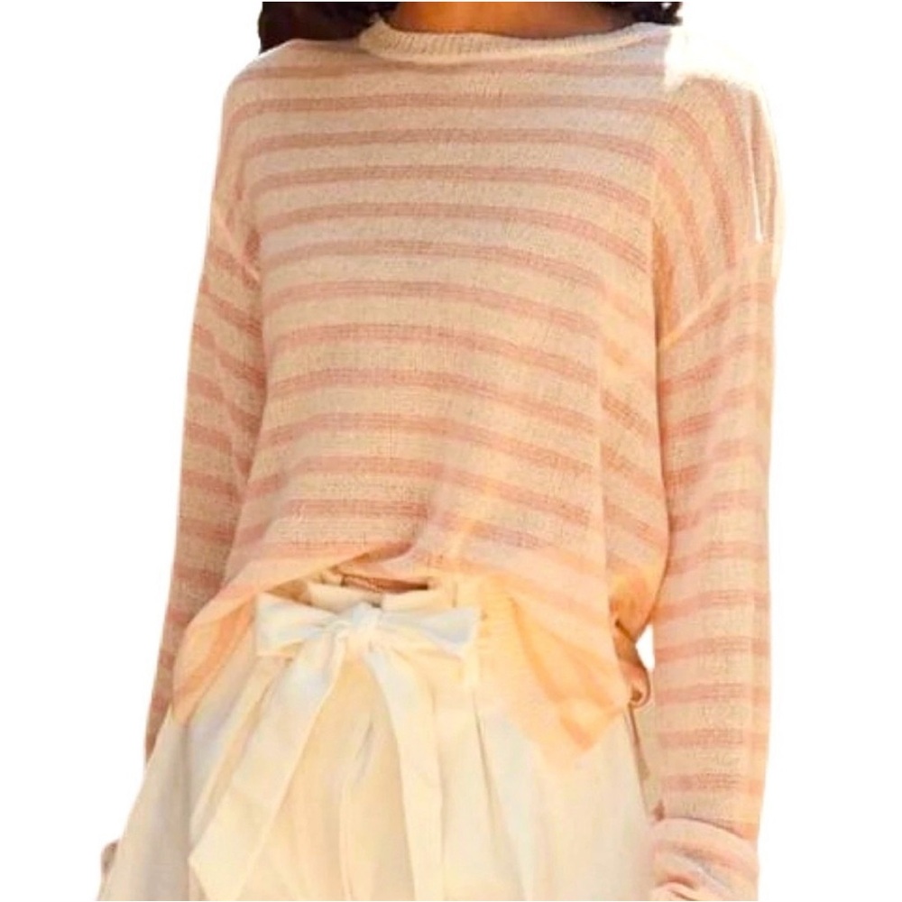 Sadie & Sage Boutique Sherbert Striped Semi Sheer Sweater Top Blouse